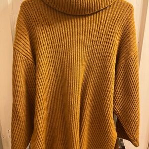Topshop Mustard Ribbed Turtleneck Sweater